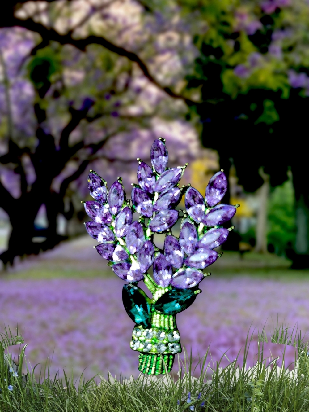 Lavender Rhinestone Lapel Pin